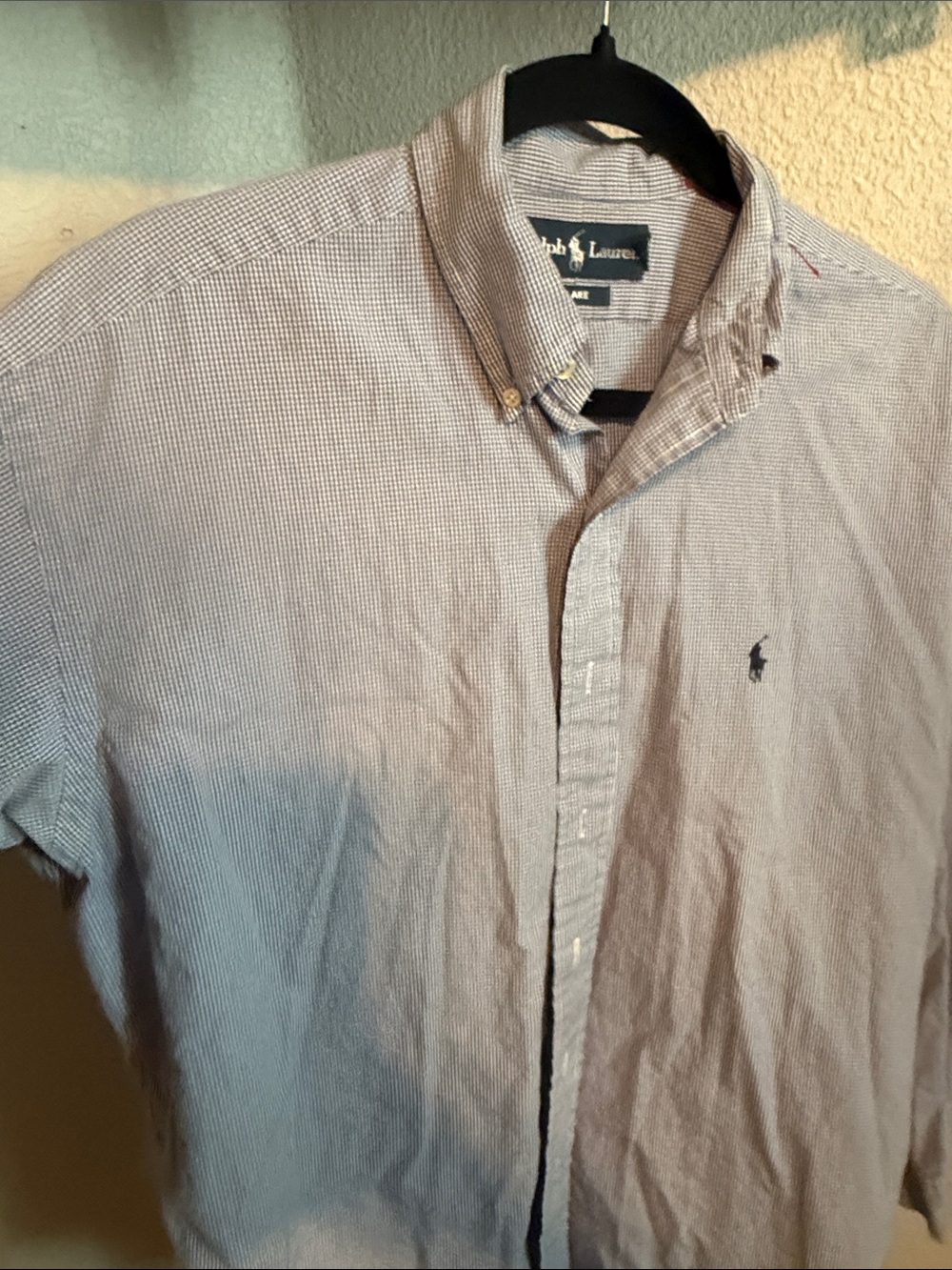 Ralph Lauren Blue Tiny Check Button-Down Shirt - Picture 4 of 5